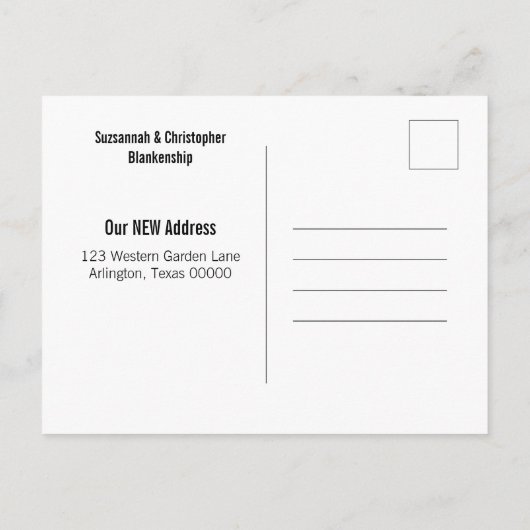 Nieuwe adresgrenzen in  kruiwagen briefkaart (Achterkant)