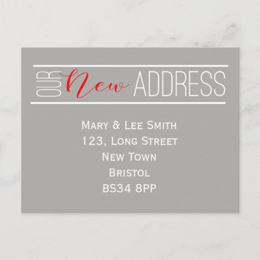 nieuwe adreskaart aankondigingskaart (Voorkant)