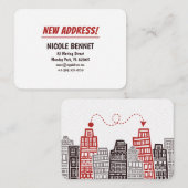 Nieuwe adreskaart met Red & Black Retro-gebouwen Informatiekaartje (Voorkant / Achterkant)