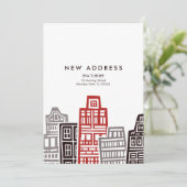 Nieuwe adreskaart met Red & Black Retro-gebouwen Kaart (Staand voorkant)