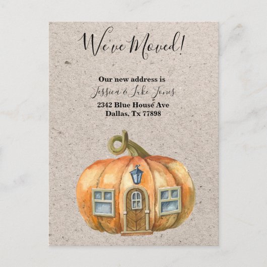 Nieuwe adresmededeling Thanksgiving pomkin Ann ver Aankondigingskaart (Voorkant)