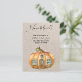 Nieuwe adresmededeling Thanksgiving pomkin Ann ver Aankondigingskaart (Staand voorkant)