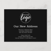 Nieuwe adreswijziging met Business Logo Black Aankondigingskaart (Voorkant)