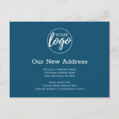 Nieuwe adreswijziging met Business Logo Blue Aankondigingskaart (Voorkant)