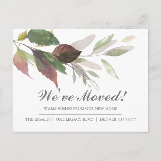 Nieuwe adreswijziging van kennisgeving adreswijzig briefkaart (Voorkant)