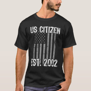 Nieuwe Amerikaanse burger EST 2002 Amerikaanse imm T-shirt
