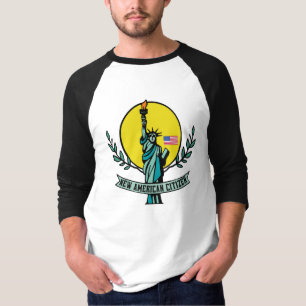 Nieuwe Amerikaanse burger met het Vrijheidsbeeld T-shirt