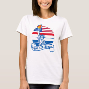 Nieuwe Amerikaanse burger met Vrijheidsbeeld T-shirt