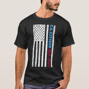 Nieuwe Amerikaanse staatsburger EST 2025 Amerikaan T-shirt