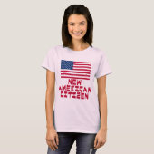 Nieuwe Amerikaanse staatsburger met Amerikaanse vl T-shirt (Voorkant volledig)