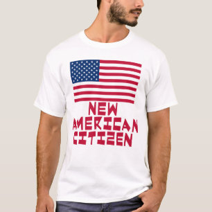 Nieuwe Amerikaanse staatsburger met Amerikaanse vl T-shirt
