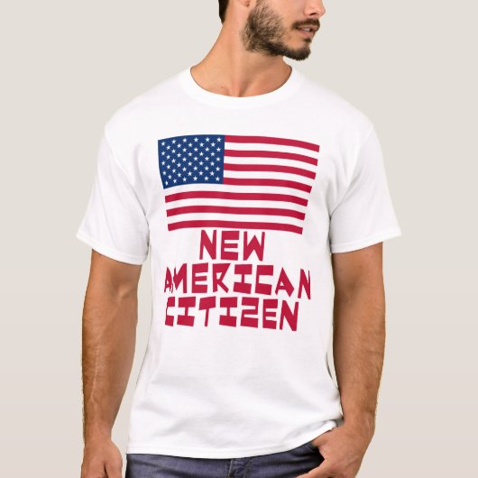 Nieuwe Amerikaanse staatsburger met Amerikaanse vl T-shirt (Voorkant)