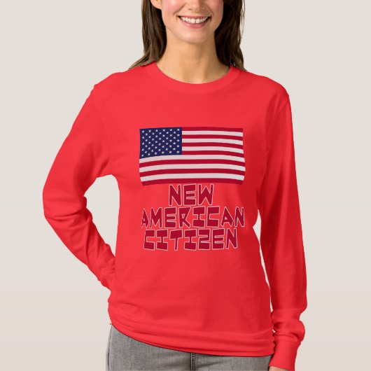 Nieuwe Amerikaanse staatsburger met Amerikaanse vl T-shirt (Voorkant)