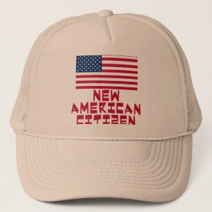 Nieuwe Amerikaanse staatsburger met Amerikaanse vl Trucker Pet