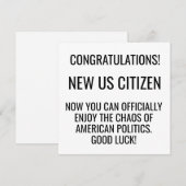 Nieuwe Amerikaanse staatsburger naturalisatie immi Feestdagenkaart (Voorkant / Achterkant)