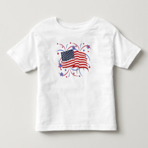 Nieuwe Amerikaanse vlag en vuurwerk Kinder Shirts