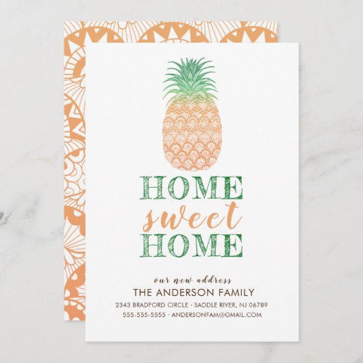 Nieuwe ananas-adreswijzigingsaankondiging aankondiging (Voorkant / Achterkant)