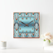 Nieuwe Art Deco Blue en Copper Vierkante Klok (Huis)