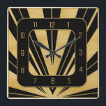 Nieuwe Art Deco Gatsby-stijl Vierkante Klok<br><div class="desc">Ik heb een nieuwe Gatsby Style Art Deco Square Clock gemaakt. Ik maakte het ontwerp zelf en maakte het af in gouden en zwarte kleuren. Dit zou een geweldige muurklok voor je huis maken. Het ziet er waarschijnlijk goed uit op een gewone muur. Waarom geen cadeau voor Kerstmis of een...</div>