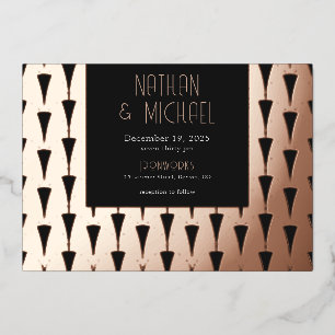 Nieuwe Art Deco Roos Folie Uitnodiging