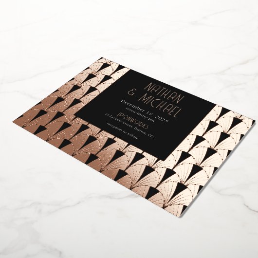 Nieuwe Art Deco Roos Folie Uitnodiging (Gedraaid)