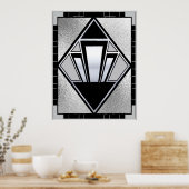 Nieuwe Art Deco SIlver en zwart Poster (Keuken)