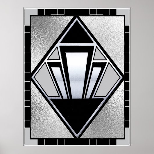 Nieuwe Art Deco SIlver en zwart Poster (Voorkant)