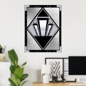 Nieuwe Art Deco SIlver en zwart Poster (Thuiskantoor)