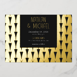 Nieuwe Art Deco Silver Foil Uitnodiging