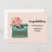 Nieuwe auteur felicitaties schrijfmachine  briefkaart (Voorkant / Achterkant)