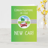 Nieuwe auto gefeliciteerd, auto onderweg kaart (Gele Bloem)