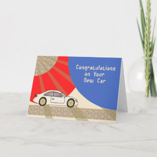 Nieuwe auto gefeliciteerd Kaart met champagne-auto