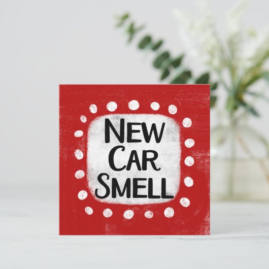 Nieuwe auto ruikt Wenskaart Kaart (Staand voorkant)