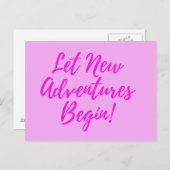 Nieuwe avonturen beginnen - roze - briefkaart (Voorkant / Achterkant)