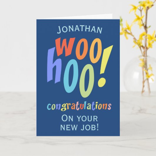 Nieuwe baan Gefeliciteerd Leuke typografie Kaart (Gele Bloem)