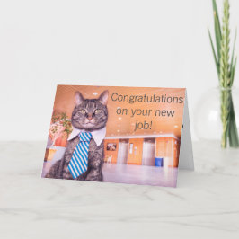 Nieuwe baan kat wenskaart kaart