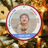 Nieuwe baby 2 Foto's Mijn eerste prettige kerstfee Keramisch Ornament