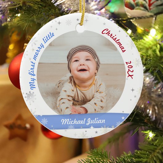 Nieuwe baby 2 Foto's Mijn eerste prettige kerstfee Keramisch Ornament
