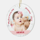 Nieuwe baby 2 Foto's Mijn eerste prettige kerstfee Keramisch Ornament (Links)