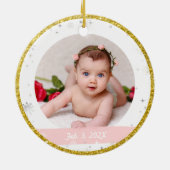 Nieuwe baby 2 Foto's Mijn eerste prettige kerstfee Keramisch Ornament (Achterkant)