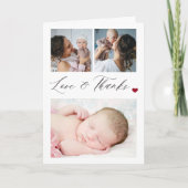 Nieuwe baby 3 fotocollage elegant dank u kaart (Voorkant)