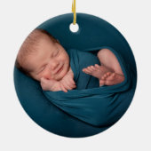 Nieuwe baby - Aangepaste foto - Baby Kerstmis Keramisch Ornament (Achterkant)