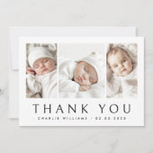 Nieuwe baby aankondiging 3 foto dank u kaart (Voorkant)