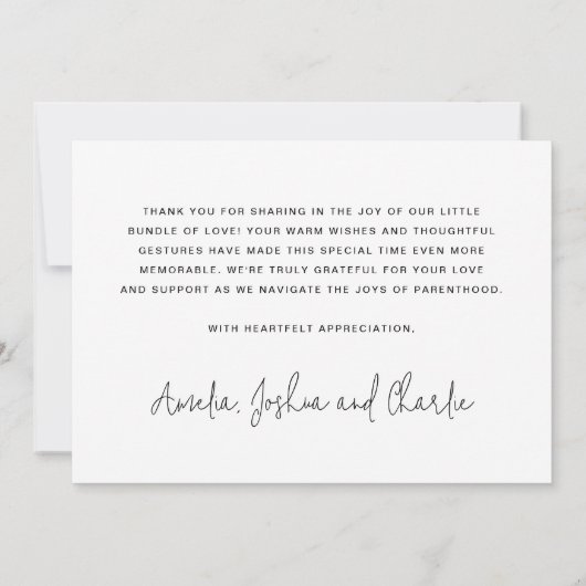 Nieuwe baby aankondiging 3 foto dank u kaart (Achterkant)