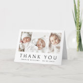 Nieuwe baby aankondiging 3 foto dank u kaart (Voorkant)
