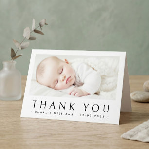 Nieuwe baby aankondiging foto dank je kaart