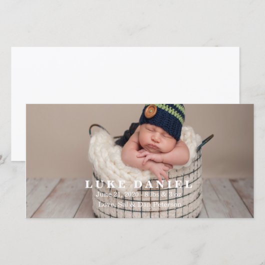 Nieuwe Baby Aankondiging Fotokaarten (Voorkant / Achterkant)