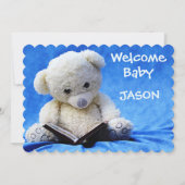 Nieuwe baby aankondiging Kaart, blauw, Schattigee (Voorkant)