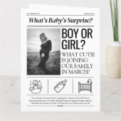 Nieuwe Baby Aankondiging Kaart | Kranten Baby op k (Achterkant)