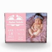 Nieuwe Baby Aankondiging Meisje Geboorte Stat Foto (Voorkant)